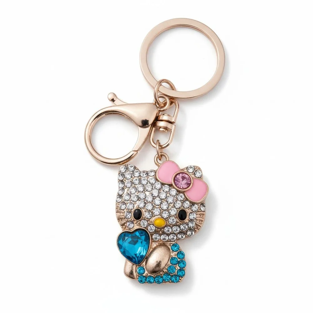 Hello Kitty Character Keychain Purse Charm NWT Light Blue